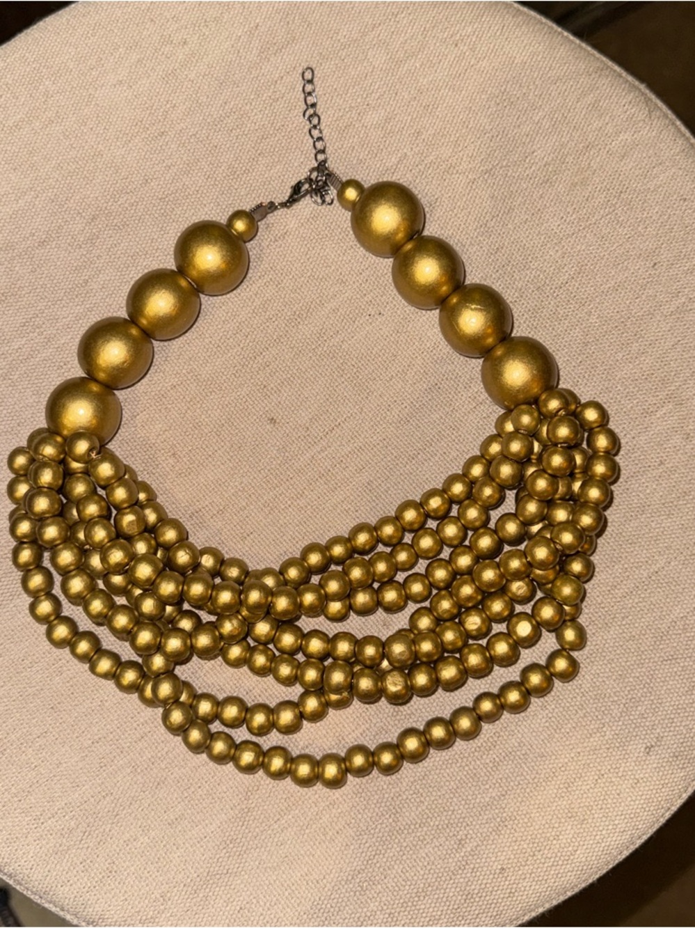 Gold Multi-Strand Beaded Statement Necklace